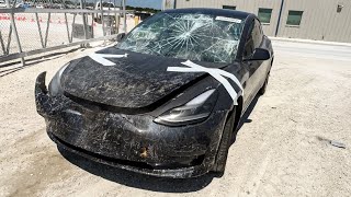 TESLA TOTALED IN PILEUP CRASH [upl. by Sadick]