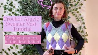 Crochet Argyle Sweater Vest Tutorial [upl. by Baggett810]