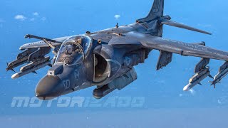 AV8B Harrier Attack Aircraft Take Off and Flight Operations [upl. by Ahtel]