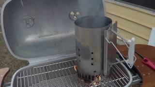 How to light Kingsford Charcoal in a Weber Rapid Fire Chimney Starter [upl. by Natsuj]