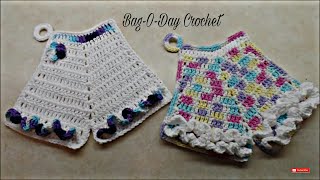 Easy Crochet Vintage Bloomers Potholder TUTORIAL 296 Bagoday Crochet [upl. by Pirzada]