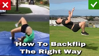 Learn How To Backflip Correctly Step By Step The Safe Way  Backflip Tutorial [upl. by Annol]