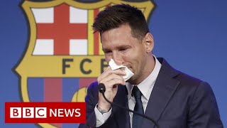 Lionel Messi’s tearful farewell to Barcelona  BBC News [upl. by Aicilram]