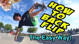 How To Backflip A Skateboard Easy Tutorial [upl. by Nataline]