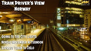 4K CABVIEW Going to Oslo and the City Lights and the depot [upl. by Dame]