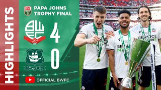 HIGHLIGHTS  Bolton Wanderers 40 Plymouth Argyle [upl. by Ydnec]