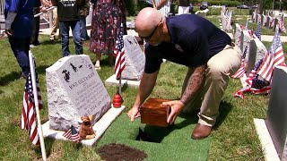 Marine Dog Gets Military Funeral After 400 Combat Missions [upl. by Neeruan]