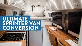 Selfconverted OffGrid Sprinter Van with Full Office Bathroom and Garage [upl. by Aihsi398]