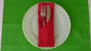 Napkin Folding  Simple Pocket [upl. by Eusassilem532]