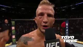 UFC 227 TJ Dillashaw Octagon Interview [upl. by Lahcsap]