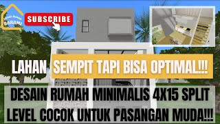 Desain rumah minimalis 4x15 split level [upl. by Tarah]