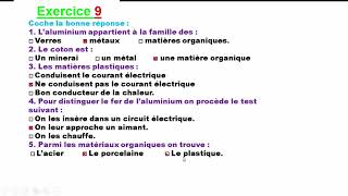 Exercice 9 Quelques matériaux au quotidien 3APIC [upl. by Janeen]