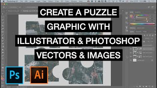 Create a Puzzle Graphic Using Adobe Illustrator amp Photoshop [upl. by Amsirp]