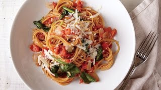 How to Make OnePot Pasta with Spinach and Tomatoes  Cooking Light [upl. by Anomor]