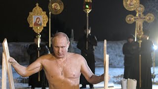 Russian president Vladimir Putin braves subzero lake to mark Orthodox Epiphany [upl. by Edana196]