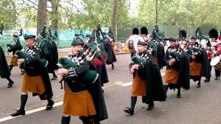 Diamond Jubilee  Irish Guards Band amp Pipers and Feu De Joie party leave for the Palace [upl. by Ettedo812]