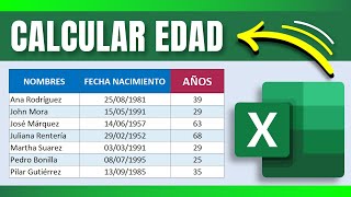 Cómo Calcular la EDAD con la FECHA DE NACIMIENTO en Excel [upl. by Brandt]