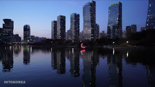 4K The night view of Songdo Central Park 송도 센트럴파크 야경 [upl. by Eninaej]