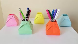 Yapıştırıcı Yok Tek Kağıtla Kalemlik Yapımı  Paper Pen Stand [upl. by Codd194]