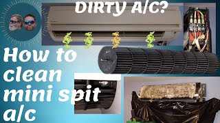 How to clean a ductless minisplit ac unit Stinky moldy clean it yourself [upl. by Sybyl]