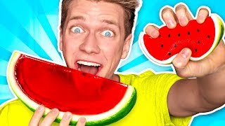 Making CANDY out of SQUISHY FOOD JELLO WATERMELON Learn How To DIY Squishies Food Challenge [upl. by Palestine155]